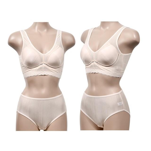 노와이어 몰드 인견 런닌형 브라팬티세트 - 베이지