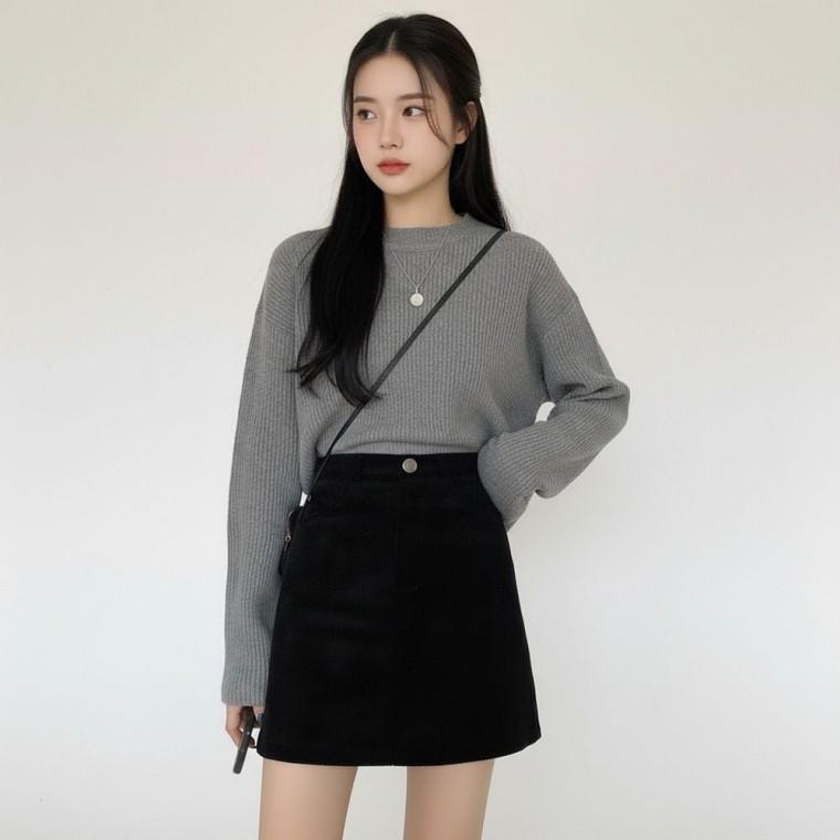 여성 치마 하이웨스트 블랙 A라인 미니 스커트