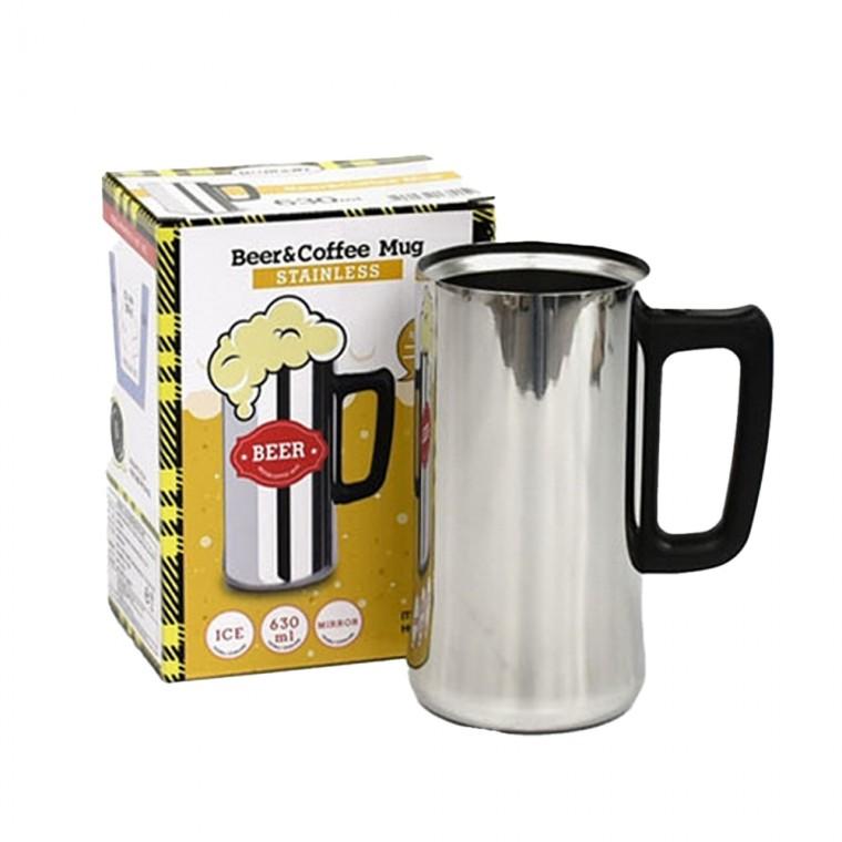 스텐 이중진공 손잡이 맥주컵 630ml