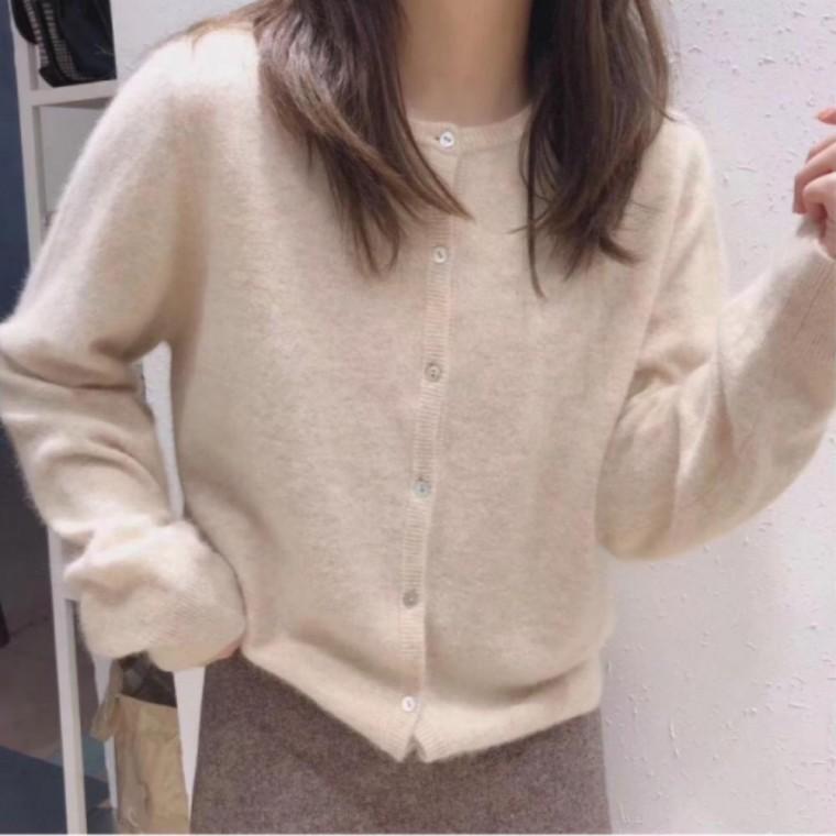 간절기 가디건 기본 슬림핏 단추 캐주얼 라운드넥