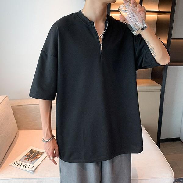남성티셔츠 반집업반팔티 차이나 넥카라 오오티티 반티