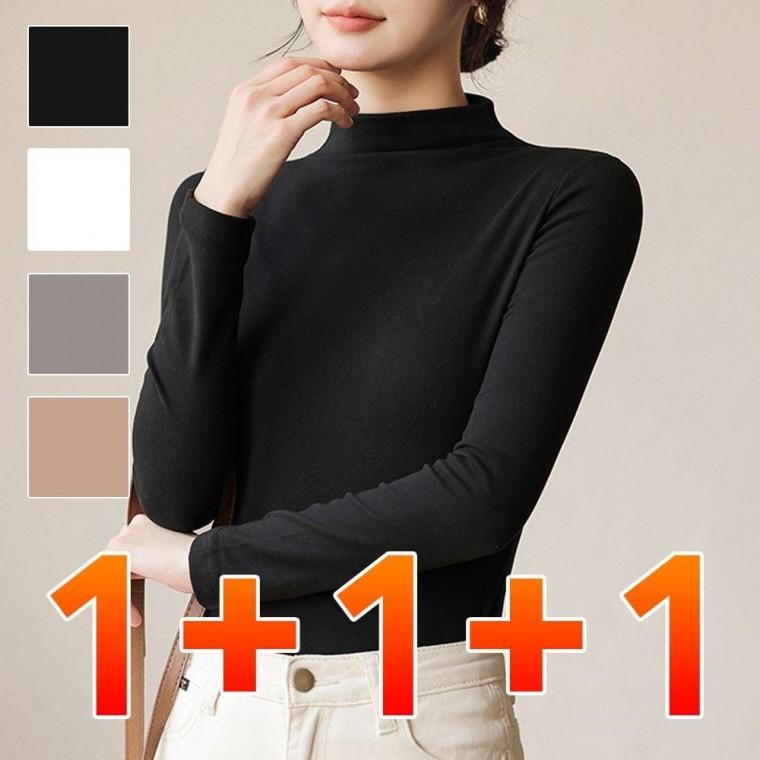 여자 반목 폴라 티셔츠 터틀넥 이너 긴팔 목티 3P