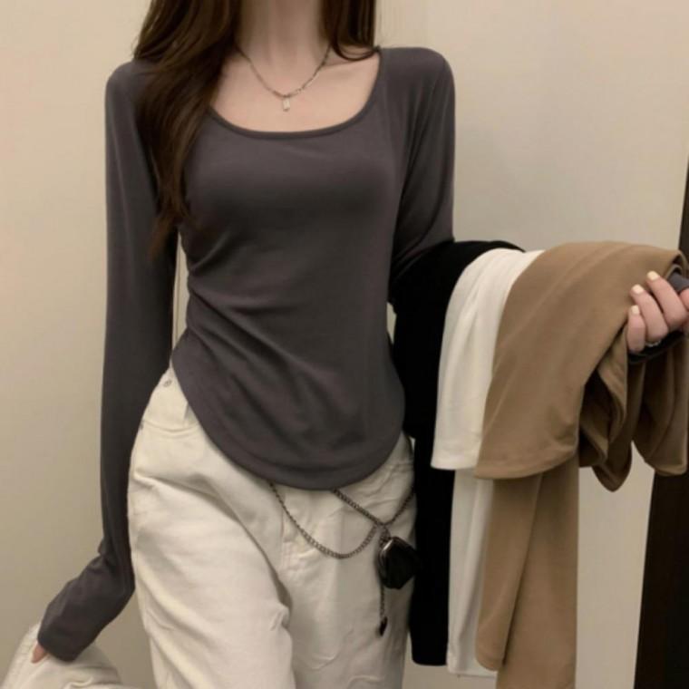 여성긴팔티 베이직 스쿱넥 긴팔티 베이직티 이너티