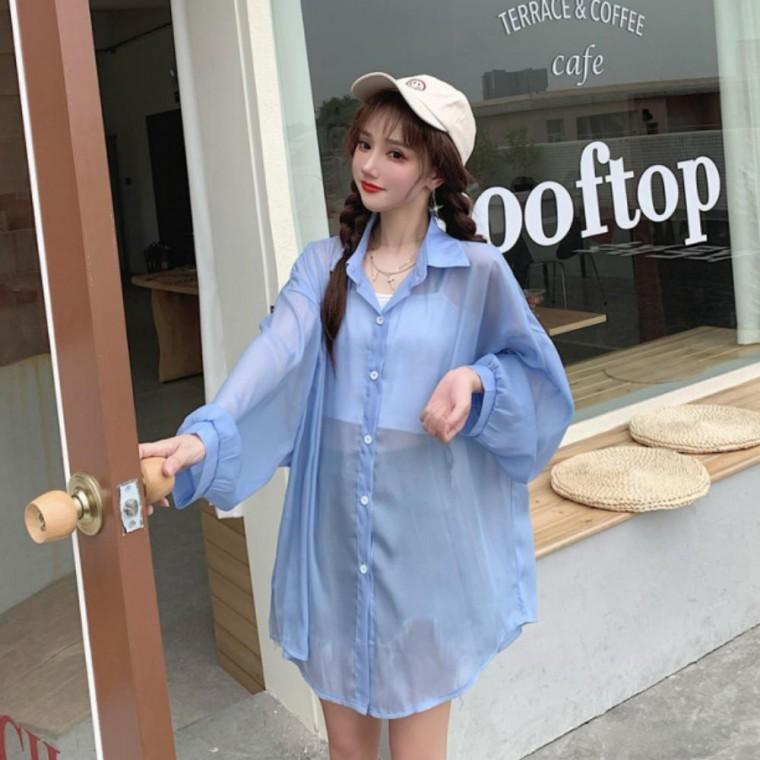 여자와이셔츠 시스루 쉬폰 빅사이즈 블라우스 여성셔츠