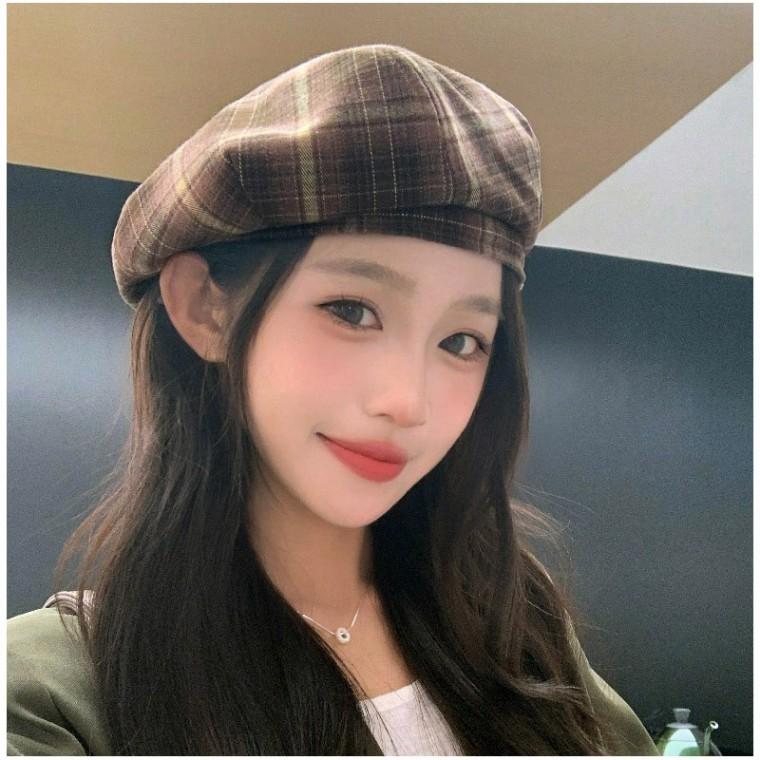 빈티지 체크 베레모