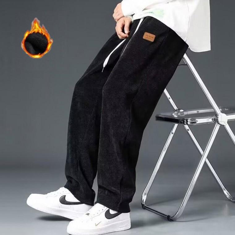 일자핏 코듀로이 기모 밴딩 바지