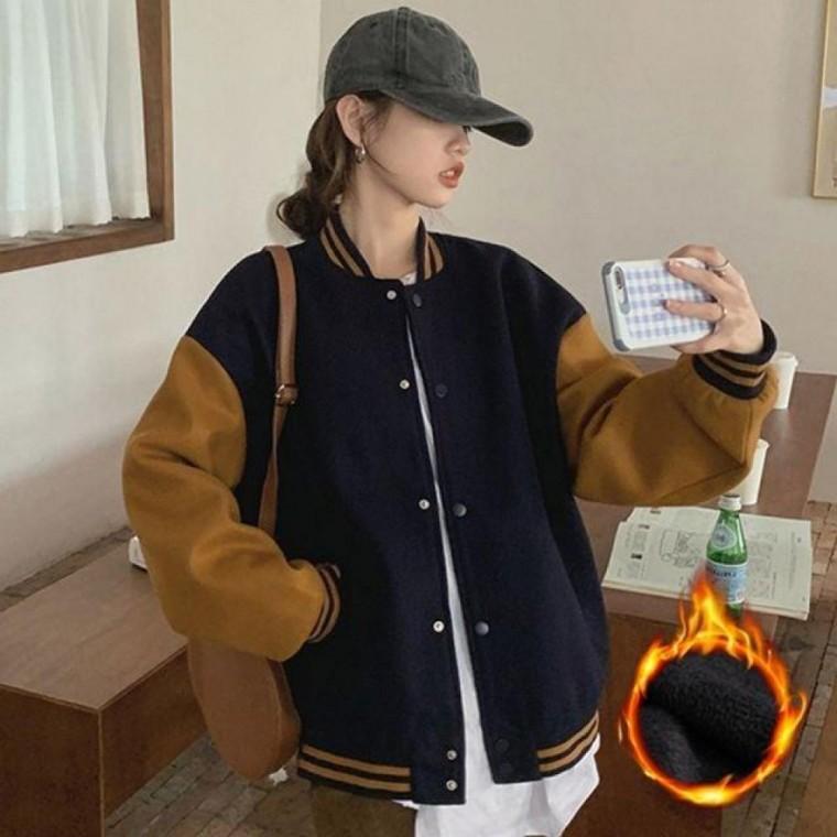 여성 기모안감 패션 배색 베이직 베이직점퍼 여성점퍼 야구점퍼 캐주얼점퍼 패션점퍼 기모점퍼