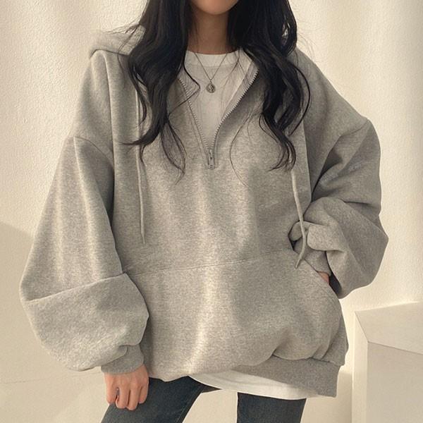 여성 무지 반집업 후드티 기본티셔츠 단체복