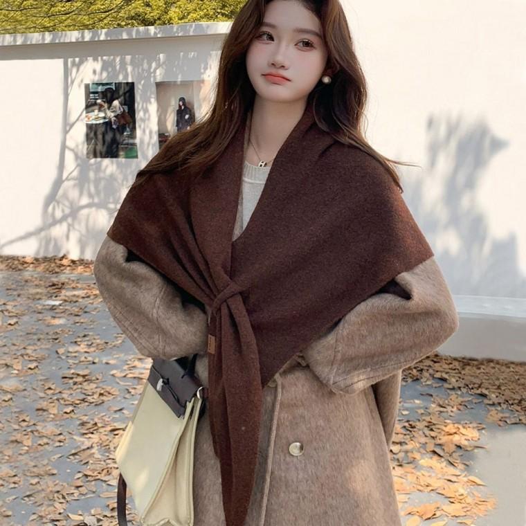 솔리드 크로스 간편 착용 홀 패션 스타일리쉬 워머 어깨 케이프 여자 실내 실외 케이프니트