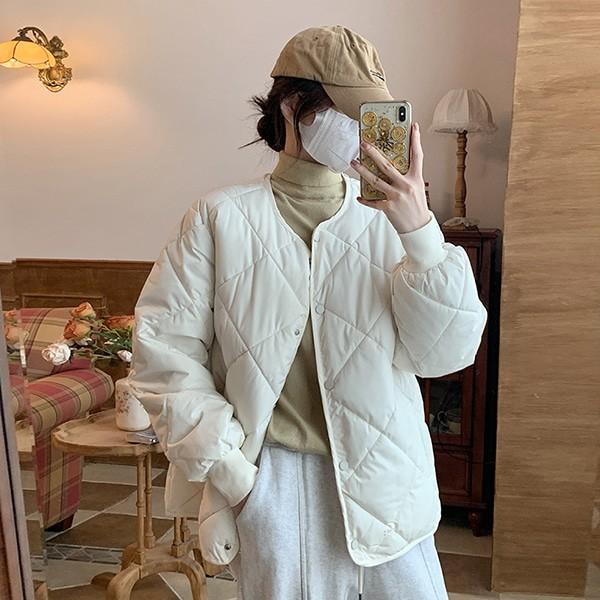 여성 누빔 퀄팅 패딩점퍼 러블리룩 블루종 겨울잠바