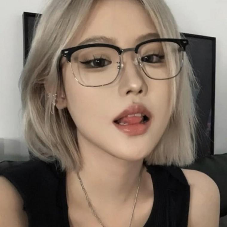 하금테 반뿔테 단안경 라이트차 안경 도수없는 블루