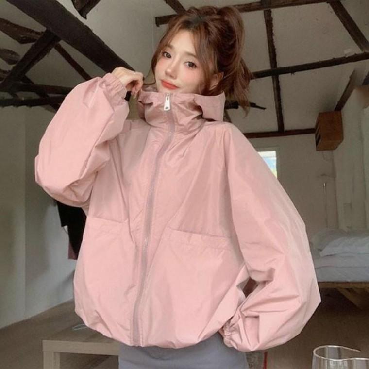 여성용 러블리 후드 집업 바람막이 아노락 여름 비치 아우터 수영복 커버업 가을 봄 점퍼 가벼운 잠바