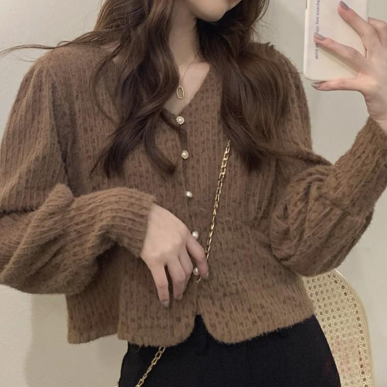 퍼프 가디건 니트가디건 여성롱가디건 롱가디건