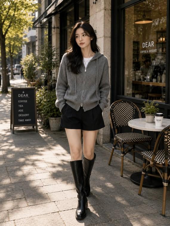 리브가제이 여자 여성 후드 집업 니트 가디건 패션 상의 뜨개질 데일리 의류 점퍼 자켓 가을옷 코디 후드티