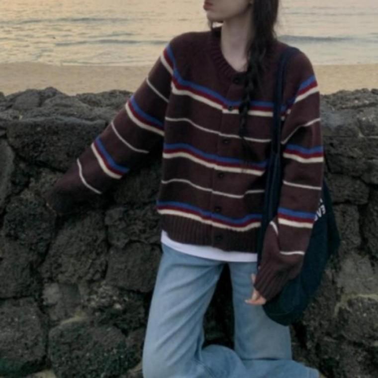 여성 3컬러 가을 포근포근 빈티지컬러 니트 가디건 여성패션