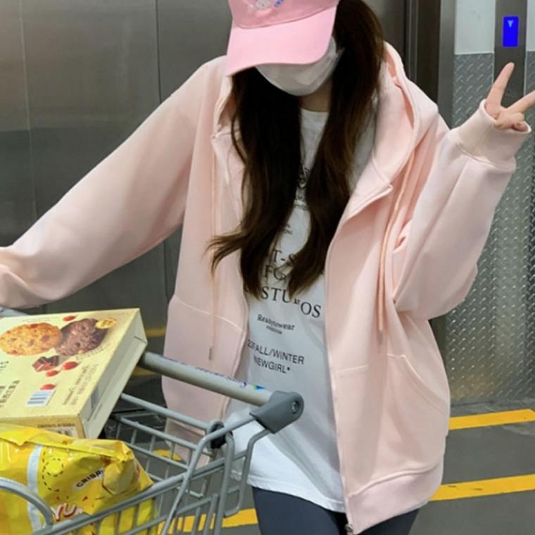 남녀공용 오버핏 베이직 후드집업 무지 가디건 스타일 아우터 가을 겨울 데일리룩 학생복 편안한 집업 상의