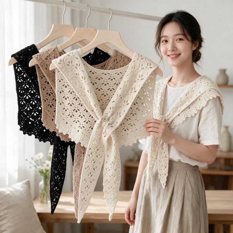 펀칭니트 케이프 숄 판초 망토 가디건 어깨 숄더 워머 봄 가을 겨울