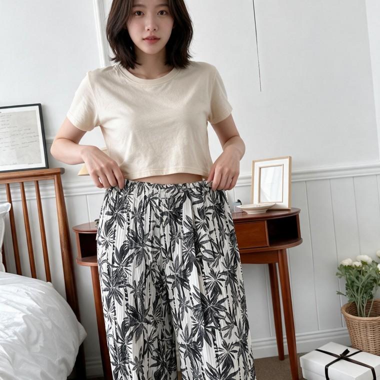 와이드 팬츠 프릴 바지 봄 여름 가을 데일리룩 휴가룩