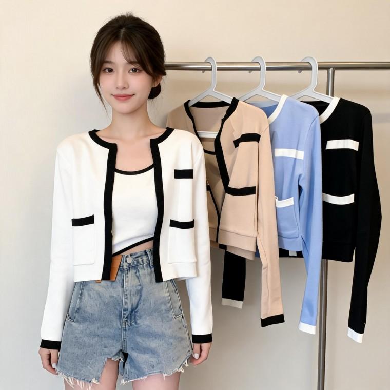 나시 가디건 배색 소프트 데일리 봄 여름 가을 출근룩 데이트룩 하객룩