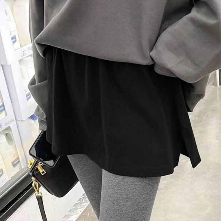 여성 밴딩 스커트 레이어드 여자 치마 검정 블랙 검정치마 여름 가을 면스커트 흰색