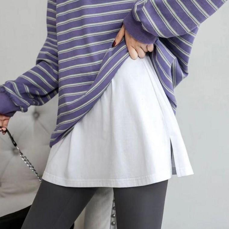여성 밴딩 스커트 레이어드 여자 치마 흰 색 화이트 검정치마 여름 가을 면스커트 흰색