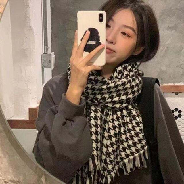 가을목도리 여자목도리 목도리 여자머플러 데일리 체크목도리 부드러운 체크