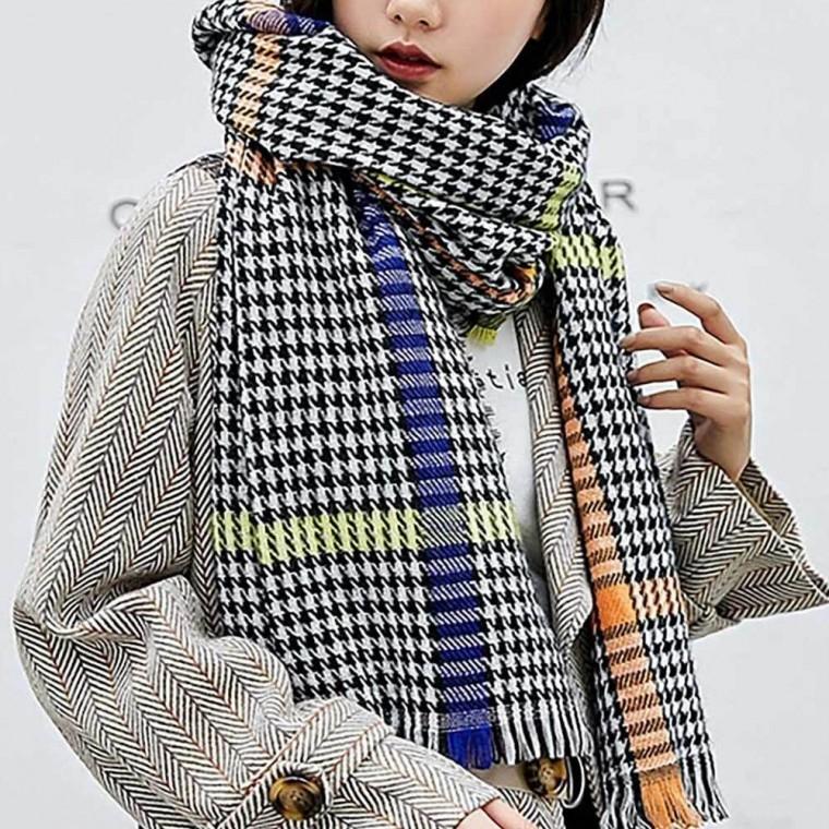롱 가을 여자목도리 머플러 체크 체크목도리 여성