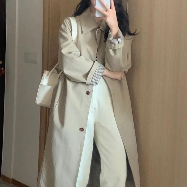 여성 베이직 싱글 트렌치코트 봄가을 루즈핏 데일리 롱자켓