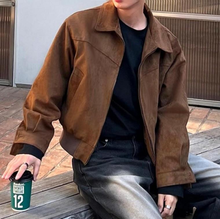 남자 캐주얼 가을 블루종 크롭 점퍼 재킷 스웨이드 자켓