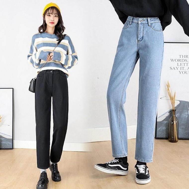 청바지 일자 봄 가을 키작녀 뒷밴딩 데님 팬츠 9부 의류 청바지