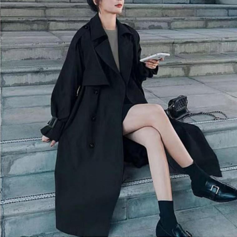 여성 베이직 롱 트렌치코트 가을 아우터 맥코트 오버핏 롱코트
