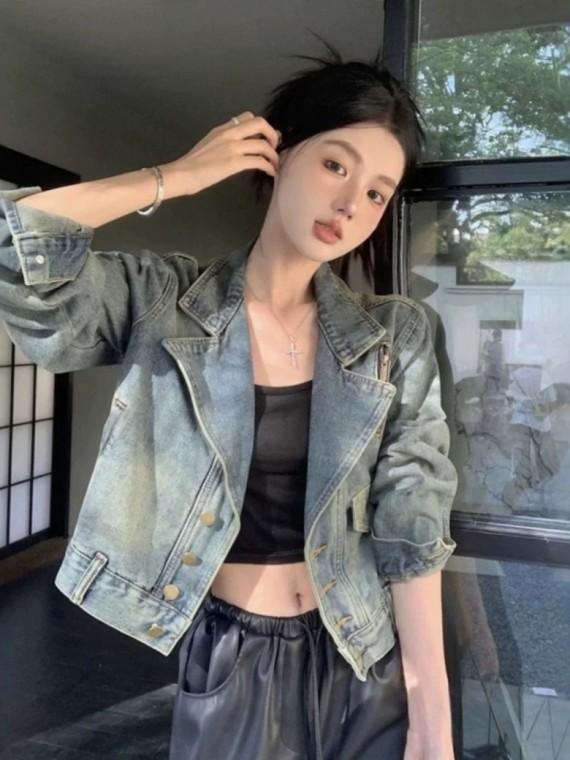 LF20700 라이더 카라 봄 가을 간절기 청 데님 재킷 자켓 아우터 데일리코디
