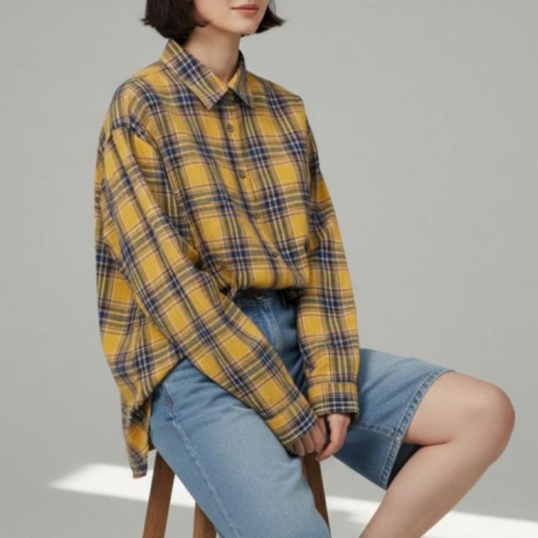 남녀공용 14컬러 체크 셔츠 남방 시밀러룩 봄 가을 오버핏 셔츠