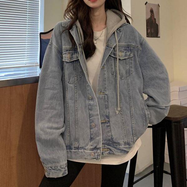 가을재킷 여성아우터재킷 아우터 데님자켓 후드 겨울재킷 여성 여자재킷