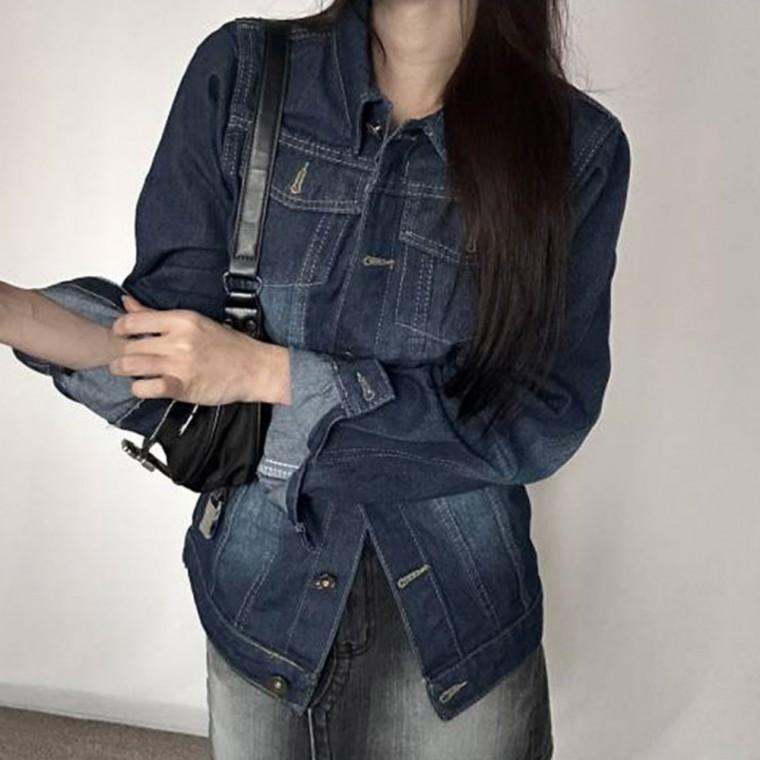 데님 데일리재킷 워싱 가을재킷 정장재킷 청 여성 여자 오버핏재킷 여자재킷