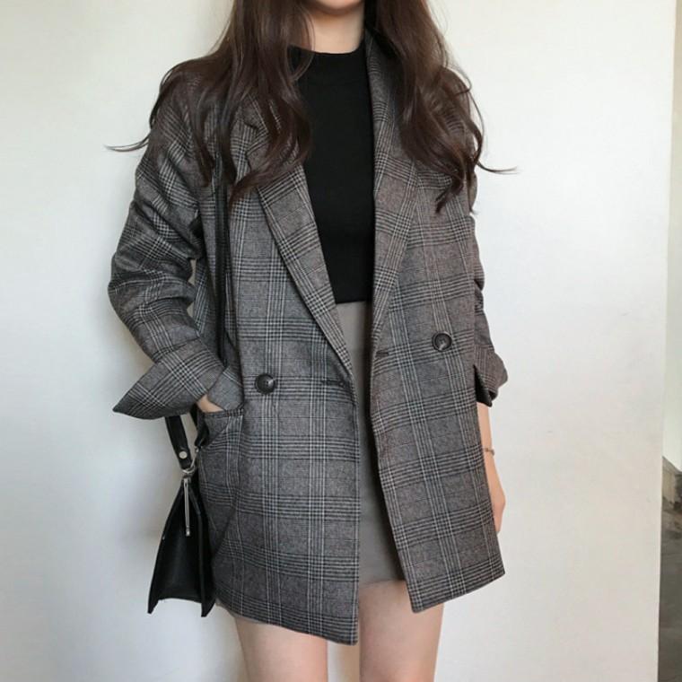 간절기 정장재킷 클래식 아우터 여자재킷 캐주얼재킷 오버핏재킷 봄가을 체크