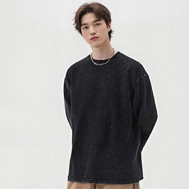 워싱 빈티지 오버핏 긴팔 티셔츠 가을 봄 커플