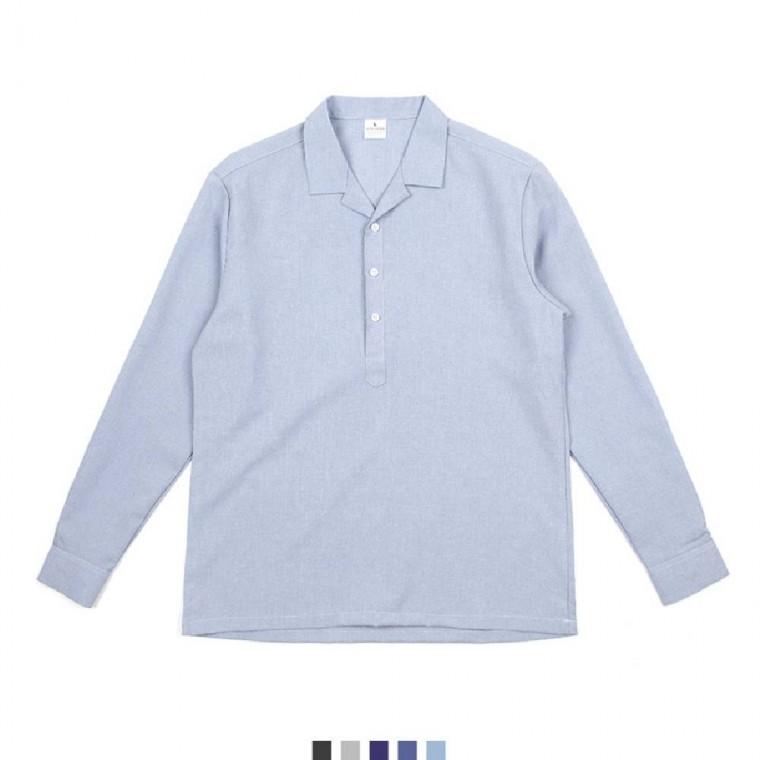 오버핏 가을 반오픈카라 남성남방 상의 긴팔 데일리 캐주얼 베이직 남자