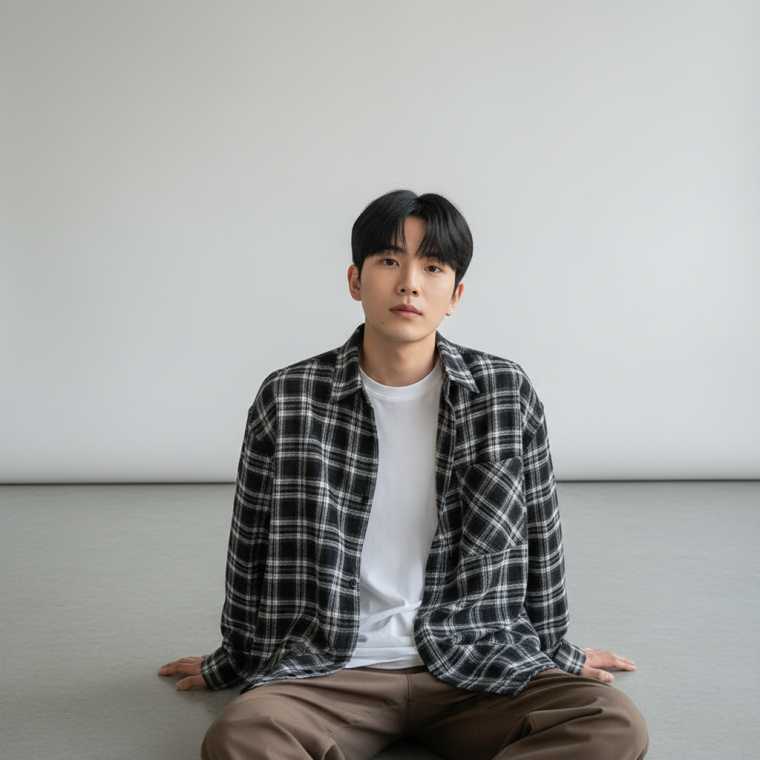 남성 루즈핏 타탄 체크 남방 가을 간절기 긴팔 셔츠 데일리 캐주얼룩