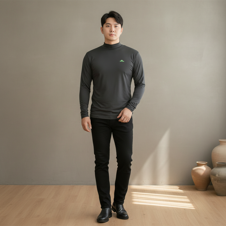 남자 가을 겨울 속기모 반하이넥 긴팔티셔츠 이너웨어 데일리룩 레이어드 티셔츠