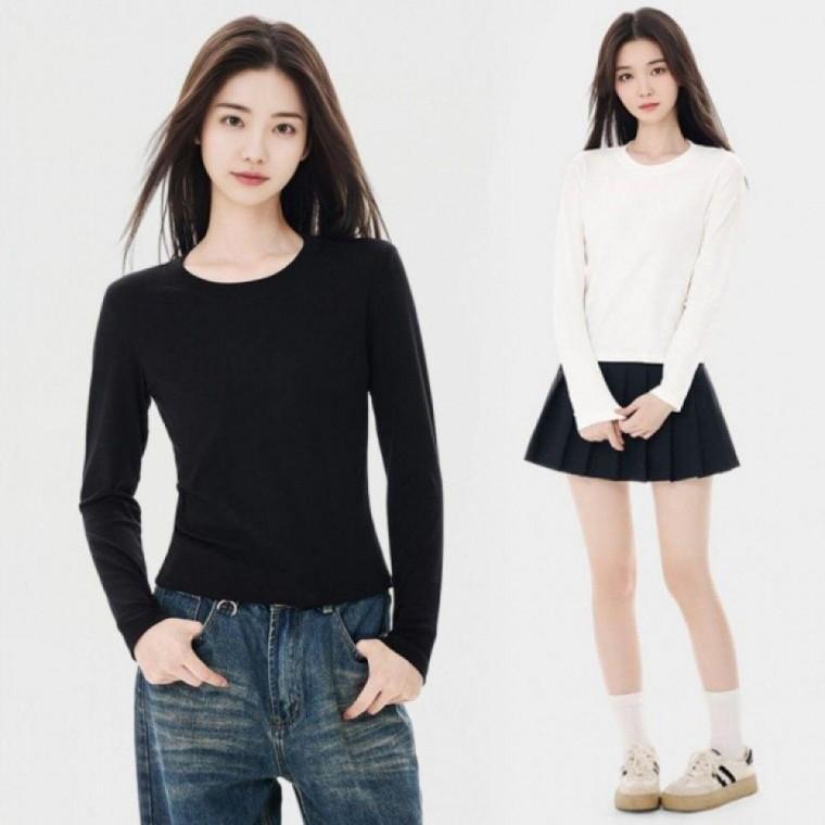긴팔 레이어드 티셔츠 기본 면 슬림 핏 긴팔티 봄티 라운드티 이너긴팔티 커스텀티 흰색 면티 가을티 여성