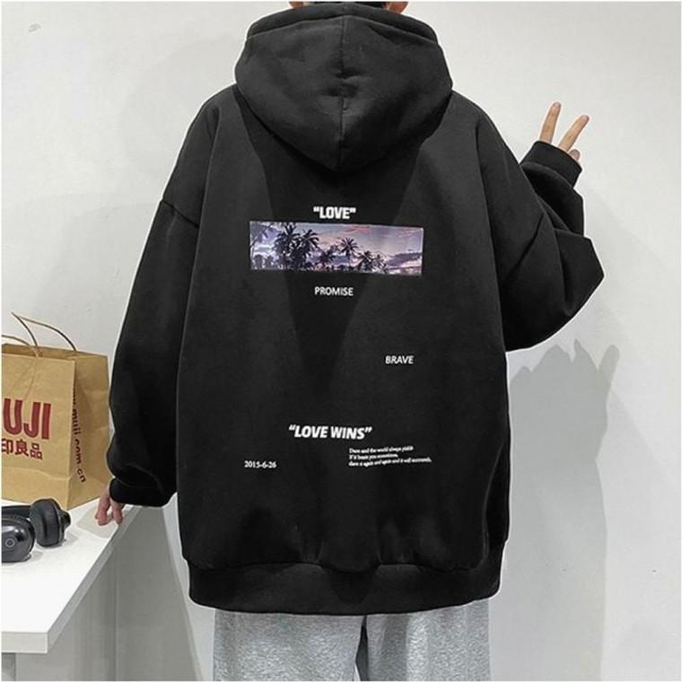 2색 상의 캐주얼 데일리 후드티 가을 남성 봄 백프린팅