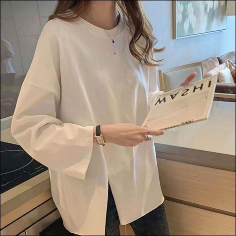 티 여자 봄가을 편한 옆트임 루즈핏 5컬러 긴팔티셔츠 편한