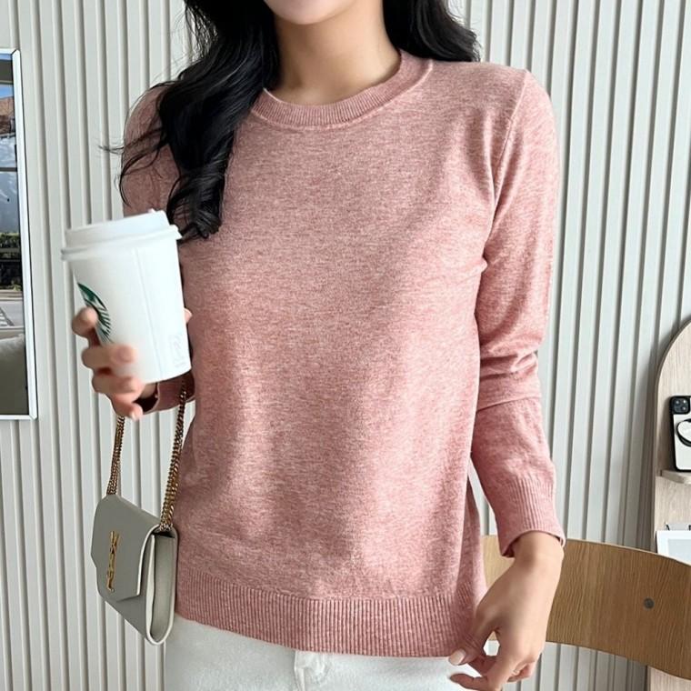 라운드넥 긴팔 여성 베이직 데일리 상의 니트 봄가을