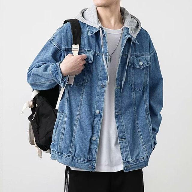 청자켓 포켓 가을 아우터 남성 데님 탈부착 재킷 후드