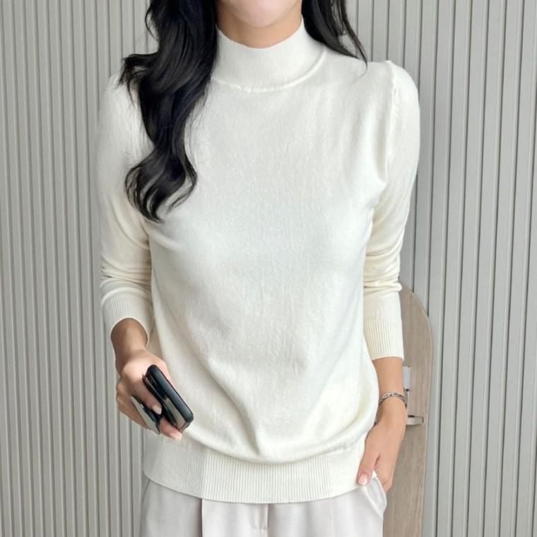 상의 데일리 봄가을 반목 니트 깔끔한 긴팔 여성