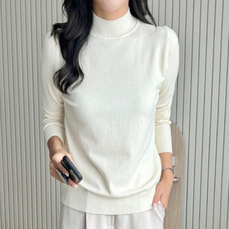 긴팔 반목 여성 깔끔한 상의 봄가을 니트 데일리