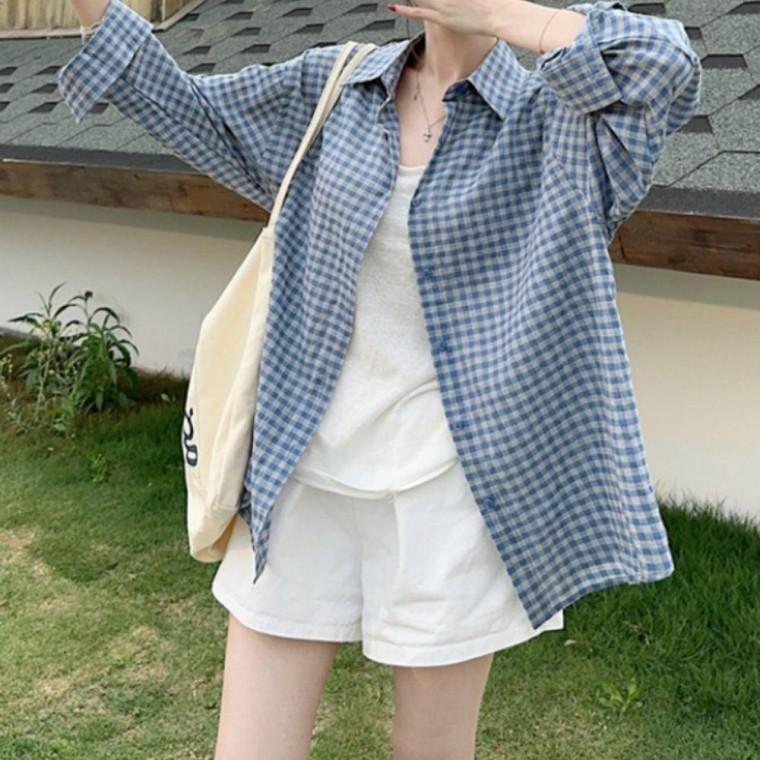 캐주얼 루즈핏 긴팔 체크 셔츠 남녀공용 상의 가을 남방 빈티지 셔츠 데일리룩 코디 아이템 오버핏 체크 셔