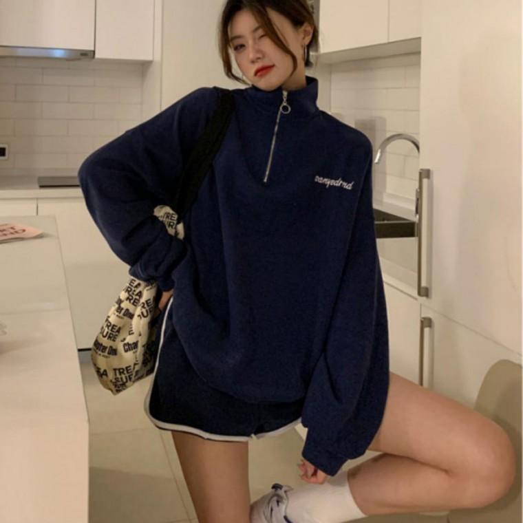 반집업 레터링 오버핏 카라 맨투맨 남녀공용 루즈핏 상의 가을 아우터 캐주얼 티셔츠 학생복 데일리룩 상의