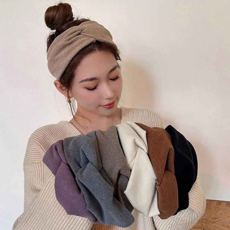 여성 스러운 헤어 악세서리 꼬임 반다나 헤어밴드 빈티지 스포츠 니트 겨울 가을 머리띠